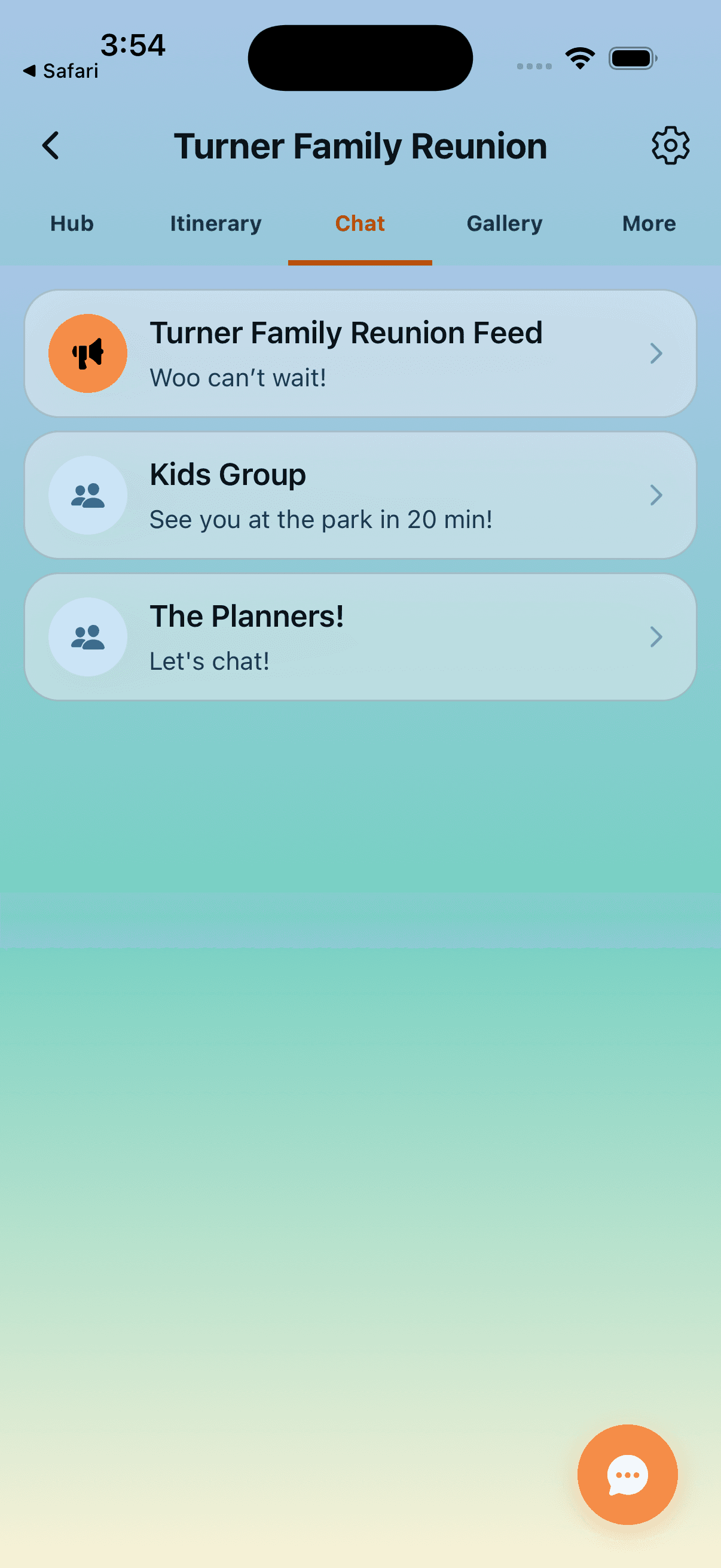 Breeze group chat for reunion announcements and updates